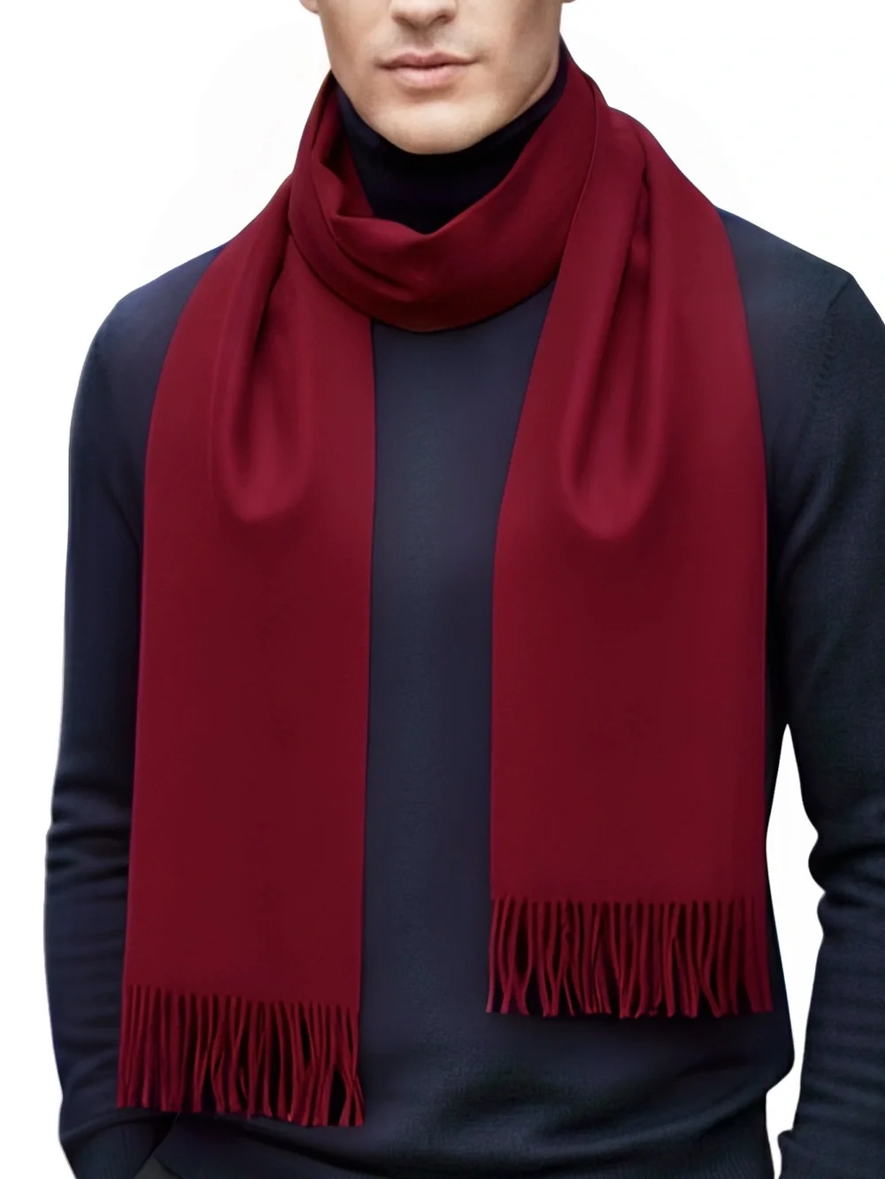 Men’s Pure Cashmere Scarf Muffler in Wine Made in England